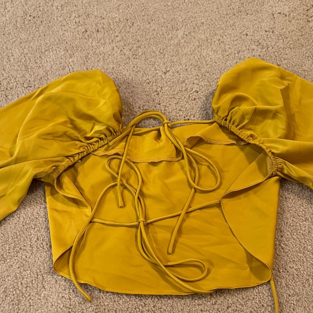 12th Tribe Mustard Puff Sleeve Blouse